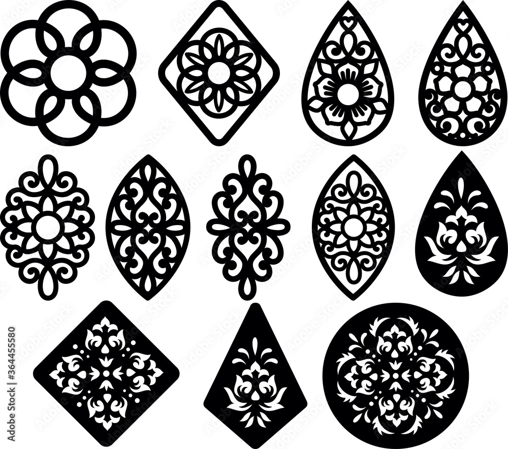 Mandala Earring SVG, Earrings Template for Cutting Stock Vector | Adobe