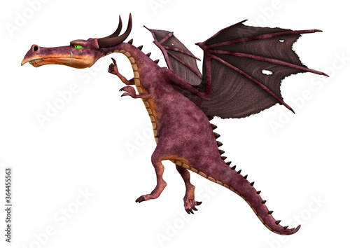 3D Rendering Fairy Tale Dragon on White