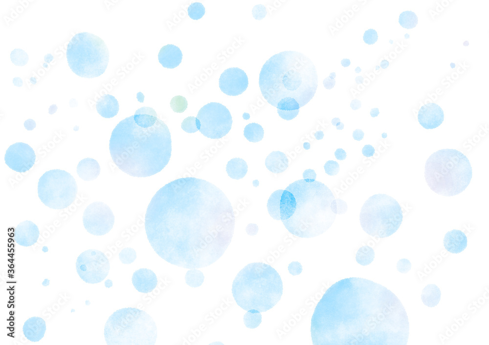 水彩テクスチャの水玉背景　青