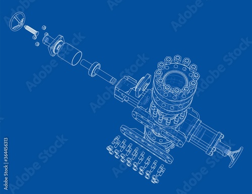 Blowout preventer. 3D illustration