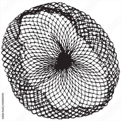 Black patterned net. Abstract monochrome background of coarse crumpled net pattern.  Rope net vector silhouette. Vector illustration.