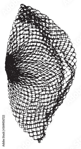 Black patterned net. Abstract monochrome background of coarse crumpled net pattern.  Rope net vector silhouette. Vector illustration.