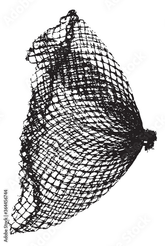 Black patterned net. Abstract monochrome background of coarse crumpled net pattern.  Rope net vector silhouette. Vector illustration.