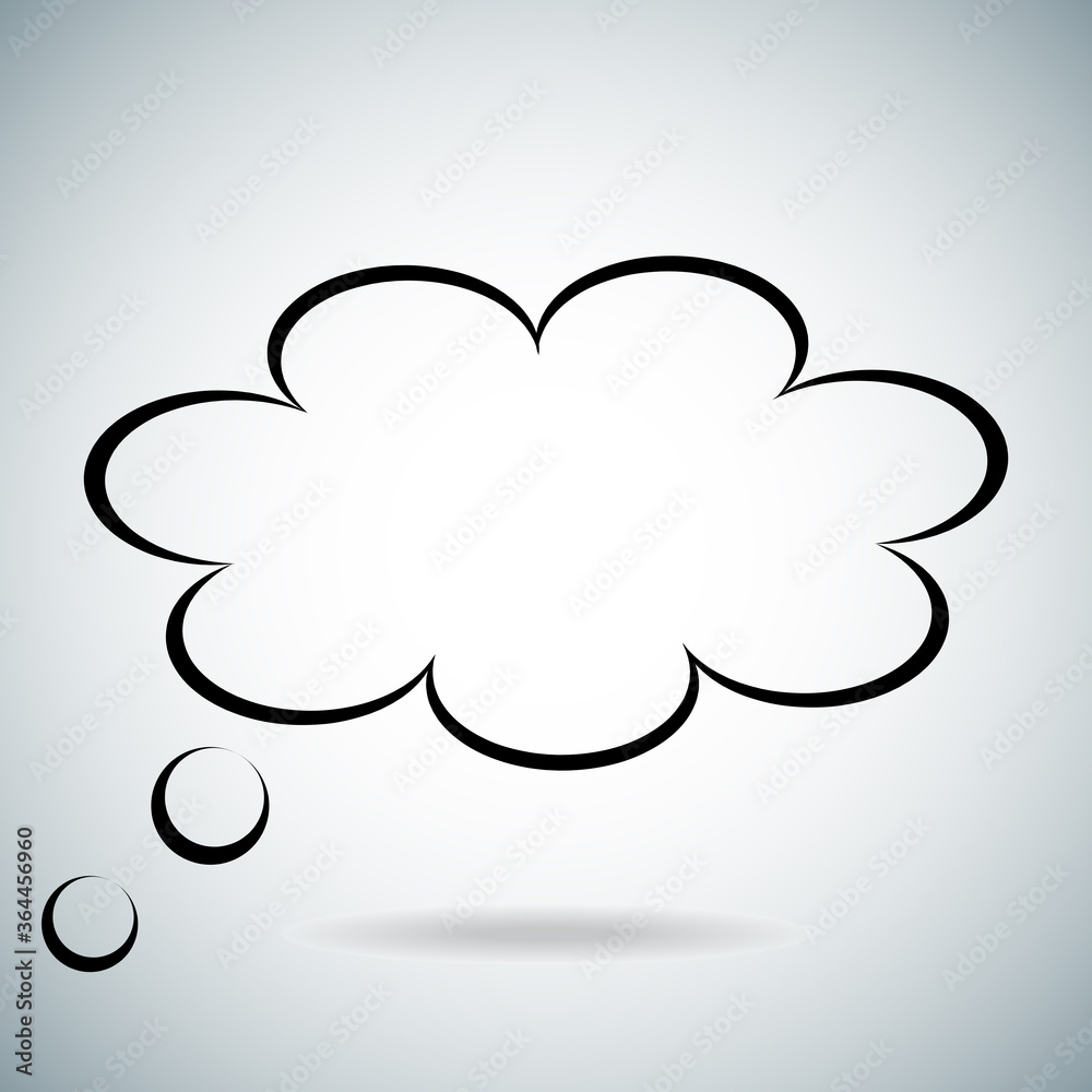 Think bubble isolated on gray background. Trendy think bubble in flat style. Modern template for social network and label. Creative thought balloon. Cloud line art, vector illustration Think bubble isolated on gray background. Trendy think bubble in flat style. Modern template for social network and label. Creative thought balloon. Cloud line art, vector illustration