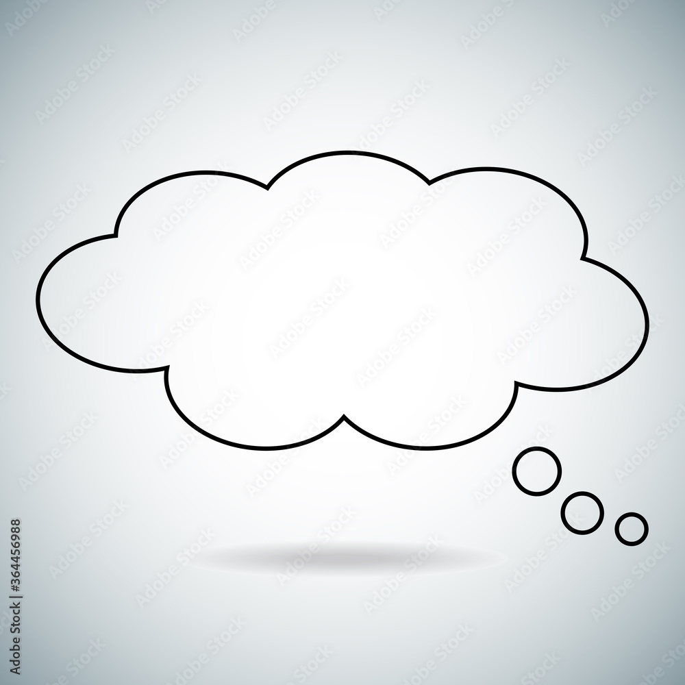 Think bubble isolated on gray background. Trendy think bubble in flat style. Modern template for social network and label. Creative thought balloon. Cloud line art, vector illustration Think bubble isolated on gray background. Trendy think bubble in flat style. Modern template for social network and label. Creative thought balloon. Cloud line art, vector illustration