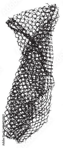 Black patterned net. Abstract monochrome background of coarse crumpled net pattern.  Rope net vector silhouette. Vector illustration.