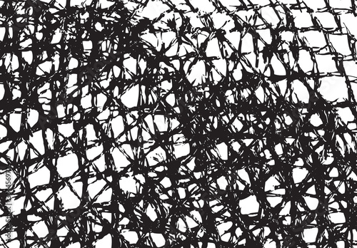 Black patterned net. Abstract monochrome background of coarse crumpled net pattern.  Rope net vector silhouette. Vector illustration.