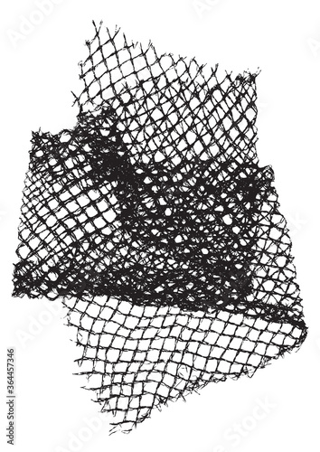 Black patterned net. Abstract monochrome background of coarse crumpled net pattern.  Rope net vector silhouette. Vector illustration.