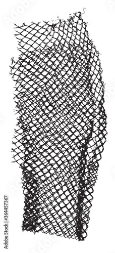 Black patterned net. Abstract monochrome background of coarse crumpled net pattern.  Rope net vector silhouette. Vector illustration.