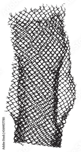 Black patterned net. Abstract monochrome background of coarse crumpled net pattern.  Rope net vector silhouette. Vector illustration.