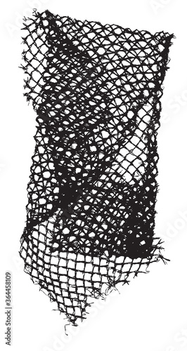 Black patterned net. Abstract monochrome background of coarse crumpled net pattern.  Rope net vector silhouette. Vector illustration.