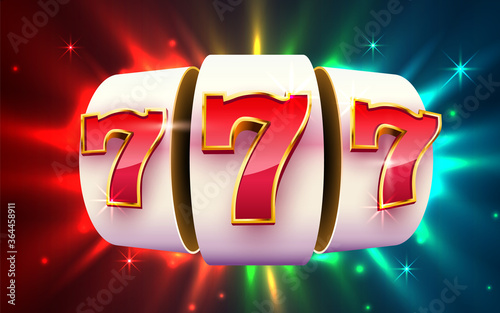 Slot machine wins the jackpot. Online casino banner. 777 casino background