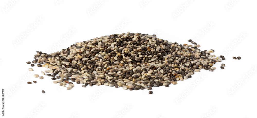 Heap of chia seeds isolated on white Heap of chia seeds isolated on white