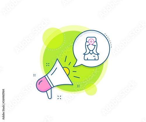 Health eye sign. Megaphone promotion complex icon. Oculist doctor line icon. Optometry clinic symbol. Business marketing banner. Oculist doctor sign. Vector