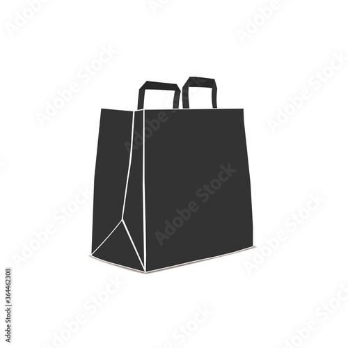 Shopping bag paper craft eco package flat icon. vector