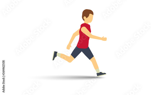 Man running vector illustration flat style.Isolate on white background with drop shadow.