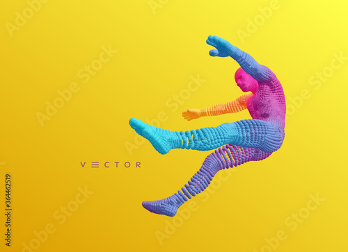 Man slipping and falling. Man floating and hovering in the air. 3D Vector illustration.