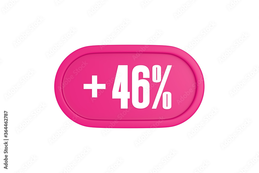 46 Percent increase 3d sign in pink color isolated on white background, 3d illustration. 46 Percent increase 3d sign in pink color isolated on white background, 3d illustration.