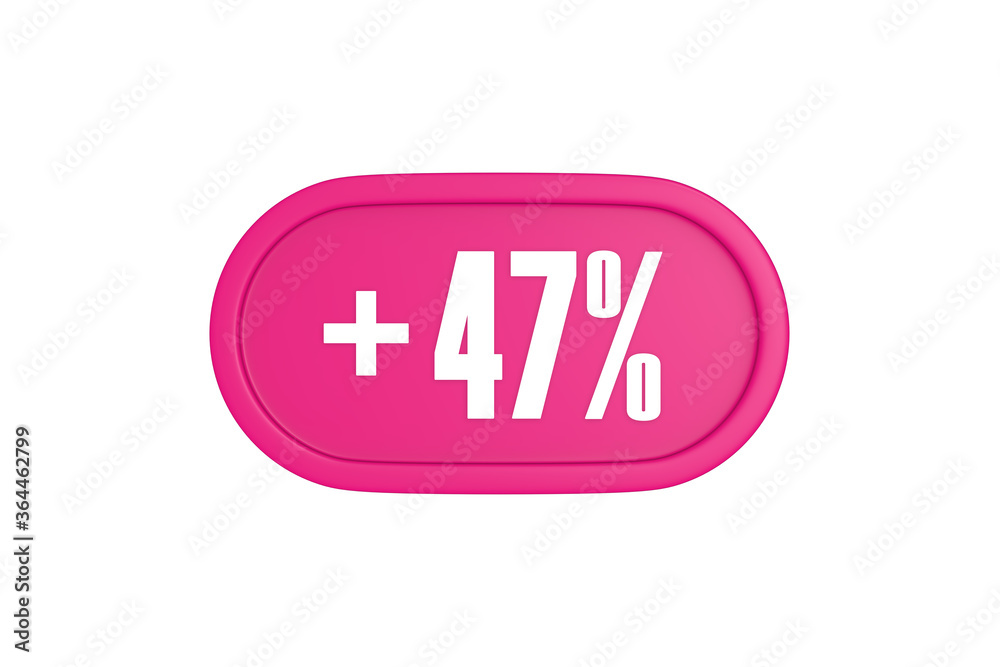 47 Percent increase 3d sign in pink color isolated on white background, 3d illustration. 47 Percent increase 3d sign in pink color isolated on white background, 3d illustration.