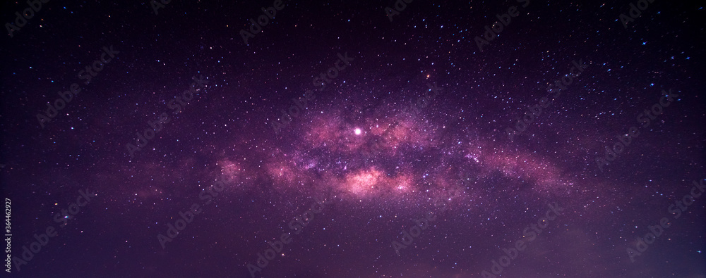 Fototapeta premium Night scenery with colorful and light yellow Milky Way Full of stars in the sky in summer Beautiful universe Background of space