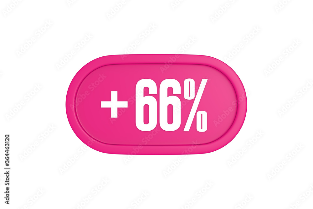 66 Percent increase 3d sign in pink color isolated on white background, 3d illustration. 66 Percent increase 3d sign in pink color isolated on white background, 3d illustration.
