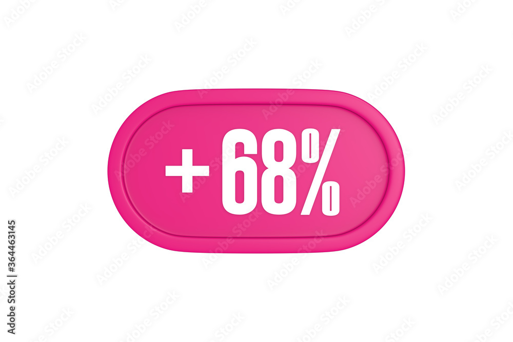 68 Percent increase 3d sign in pink color isolated on white background, 3d illustration. 68 Percent increase 3d sign in pink color isolated on white background, 3d illustration.