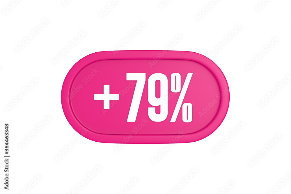 79 Percent increase 3d sign in pink color isolated on white background, 3d illustration. 79 Percent increase 3d sign in pink color isolated on white background, 3d illustration.