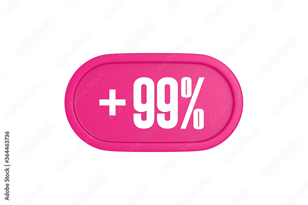 99 Percent increase 3d sign in pink color isolated on white background, 3d illustration. 99 Percent increase 3d sign in pink color isolated on white background, 3d illustration.