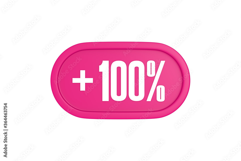100 Percent increase 3d sign in pink color isolated on white background, 3d illustration. 100 Percent increase 3d sign in pink color isolated on white background, 3d illustration.
