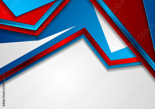 Blue and red glossy stripes abstract corporate background. Vector modern design