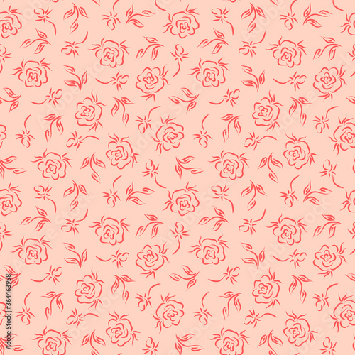 Flowers. Roses. Pink Vintage floral background. Floral seamless pattern
