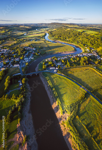 Aerial view of the Welsh town Caerleon in Wales  home of the Roman Amphitheatre