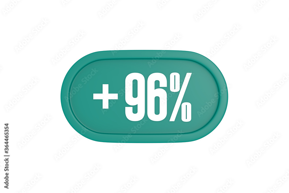 96 Percent increase 3d sign in teal color isolated on white background, 3d illustration. 96 Percent increase 3d sign in teal color isolated on white background, 3d illustration.