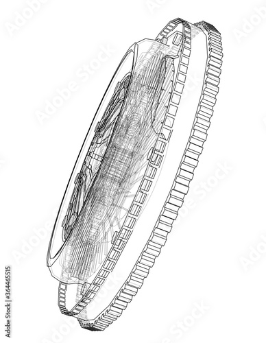 Sketch of clutch basket for the car © cherezoff