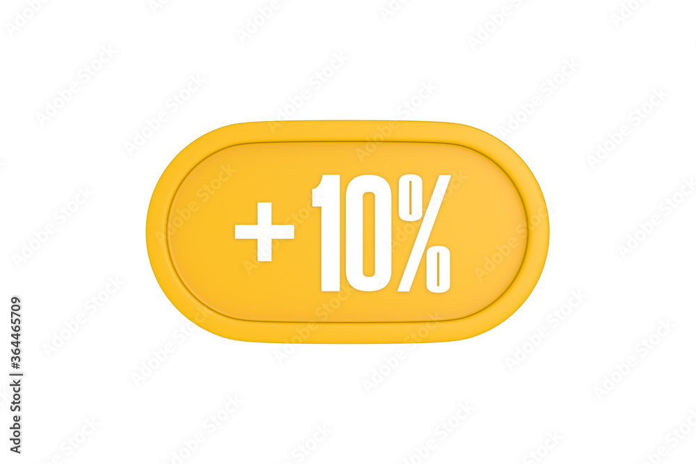 10 Percent increase 3d sign in yellow isolated on white background, 3d illustration. 10 Percent increase 3d sign in yellow isolated on white background, 3d illustration.