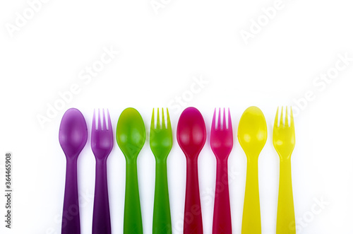 Plastic Spoon and Fork with white background