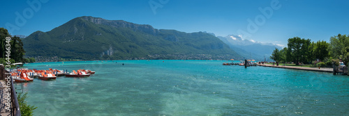 Large panoramic view of Lake Annecy at Haute-Savoie department. France