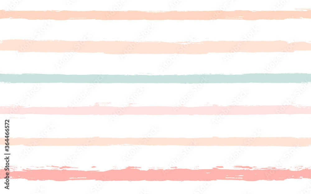 Fototapeta premium Hand drawn striped pattern, pink, orange and green girly stripe seamless background, childish pastel brush strokes. vector grunge stripes, cute baby paintbrush line backdrop