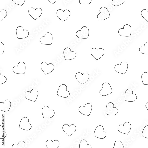 Seamless pattern with line hearts on isolated background.Romantic illustration perfect for design greeting cards, prints, flyers,cards,holiday invitations and more.Vector Valentines Day Ink