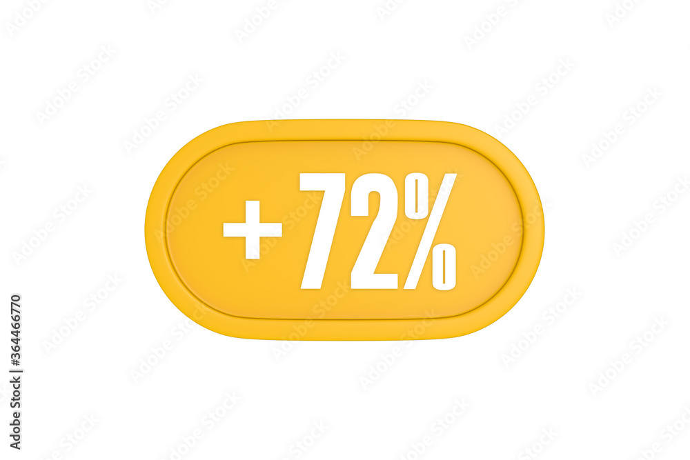 72 Percent increase 3d sign in yellow isolated on white background, 3d illustration. 72 Percent increase 3d sign in yellow isolated on white background, 3d illustration.