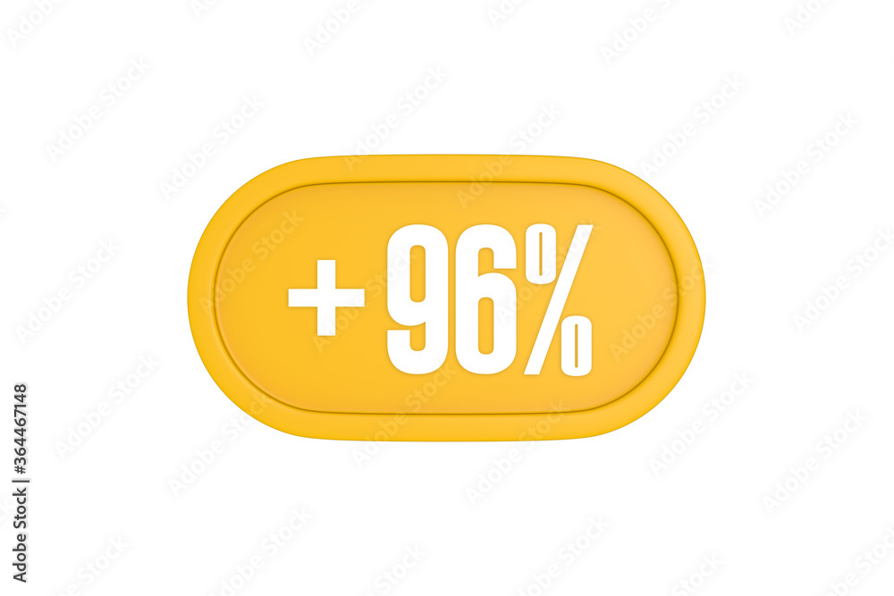 96 Percent increase 3d sign in yellow isolated on white background, 3d illustration. 96 Percent increase 3d sign in yellow isolated on white background, 3d illustration.