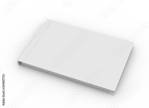 Hardcover book template for advertising the publication. 3D rendering.