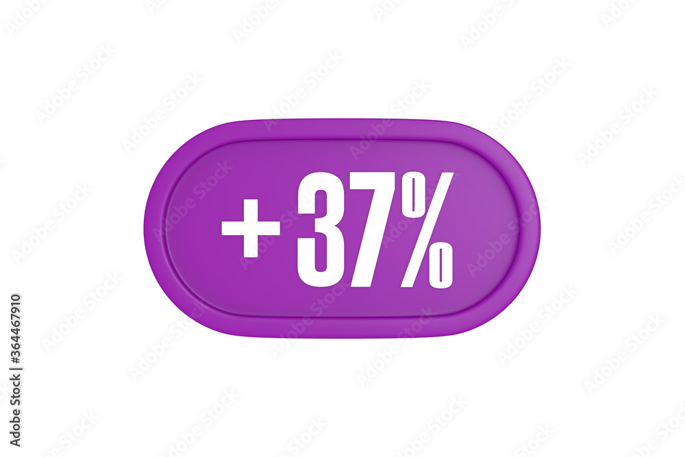37 Percent increase 3d sign in purple isolated on white background, 3d illustration. 37 Percent increase 3d sign in purple isolated on white background, 3d illustration.