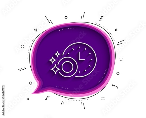 Cleaning dishes with Time line icon. Chat bubble with shadow. Dishwasher sign. Clean tableware sign. Thin line dishwasher timer icon. Vector