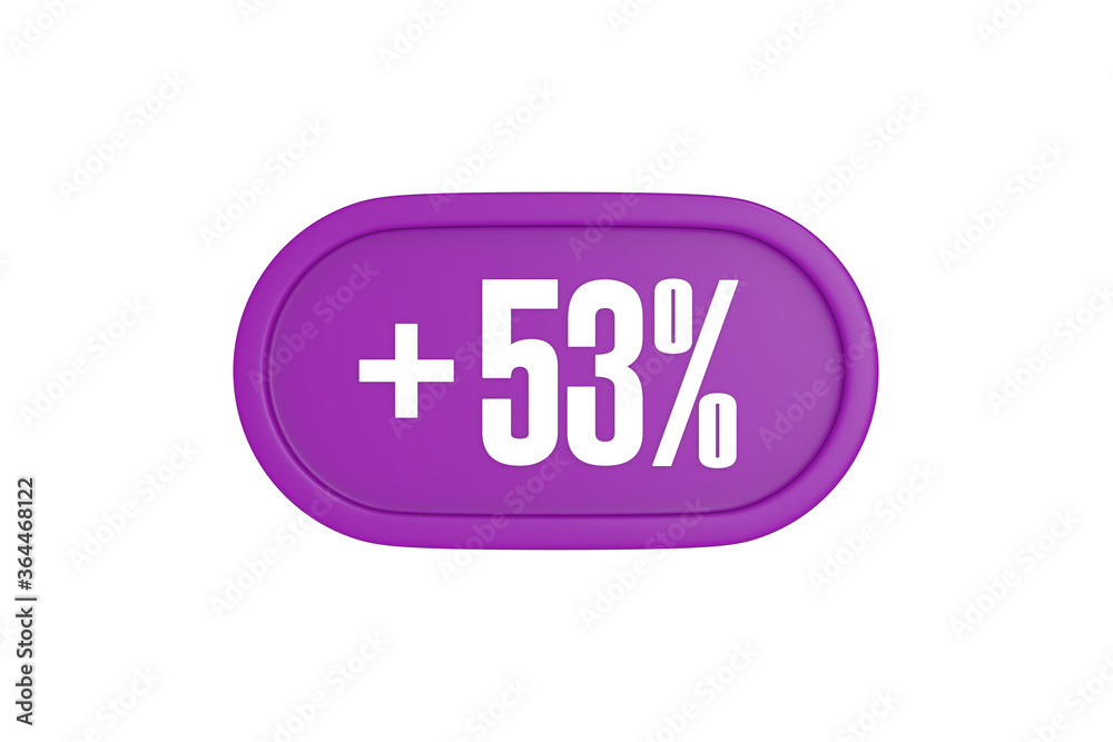 53 Percent increase 3d sign in purple isolated on white background, 3d illustration. 53 Percent increase 3d sign in purple isolated on white background, 3d illustration.