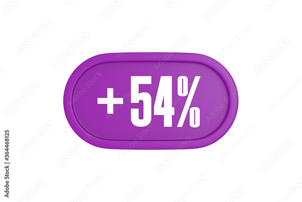 54 Percent increase 3d sign in purple isolated on white background, 3d illustration. 54 Percent increase 3d sign in purple isolated on white background, 3d illustration.