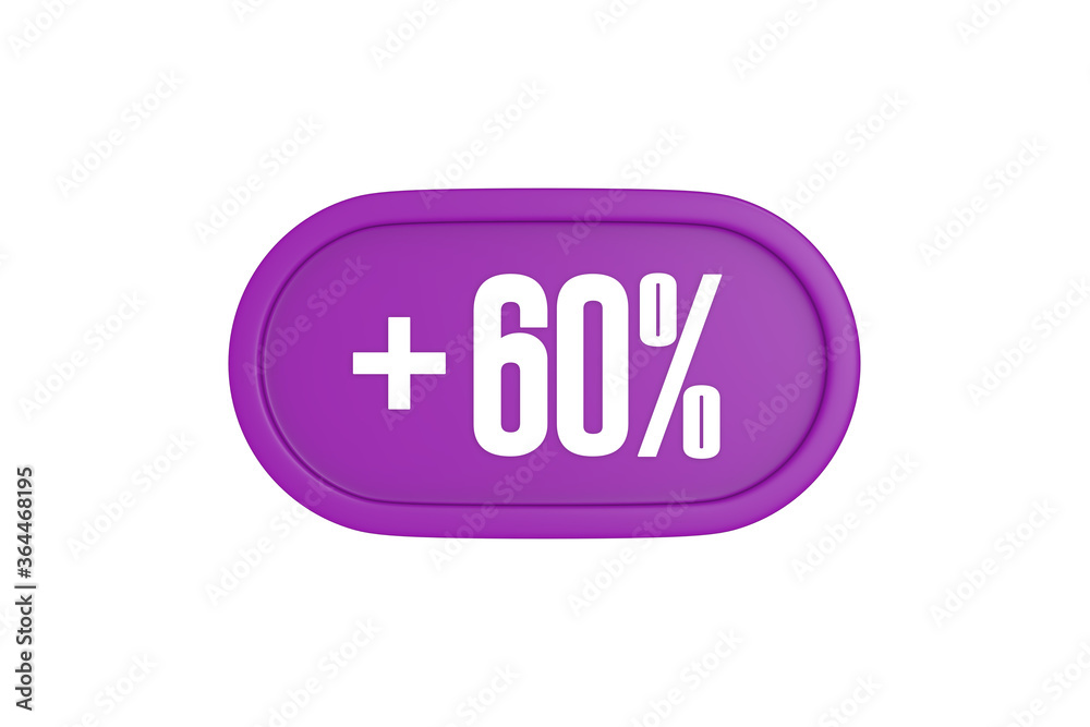 60 Percent increase 3d sign in purple isolated on white background, 3d illustration. 60 Percent increase 3d sign in purple isolated on white background, 3d illustration.