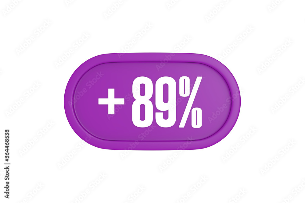 89 Percent increase 3d sign in purple isolated on white background, 3d illustration. 89 Percent increase 3d sign in purple isolated on white background, 3d illustration.