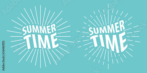 Summer time. Tematic template with text for sticker, label, poster, card, invitation, menu and other printing products. Vector illustration. photo