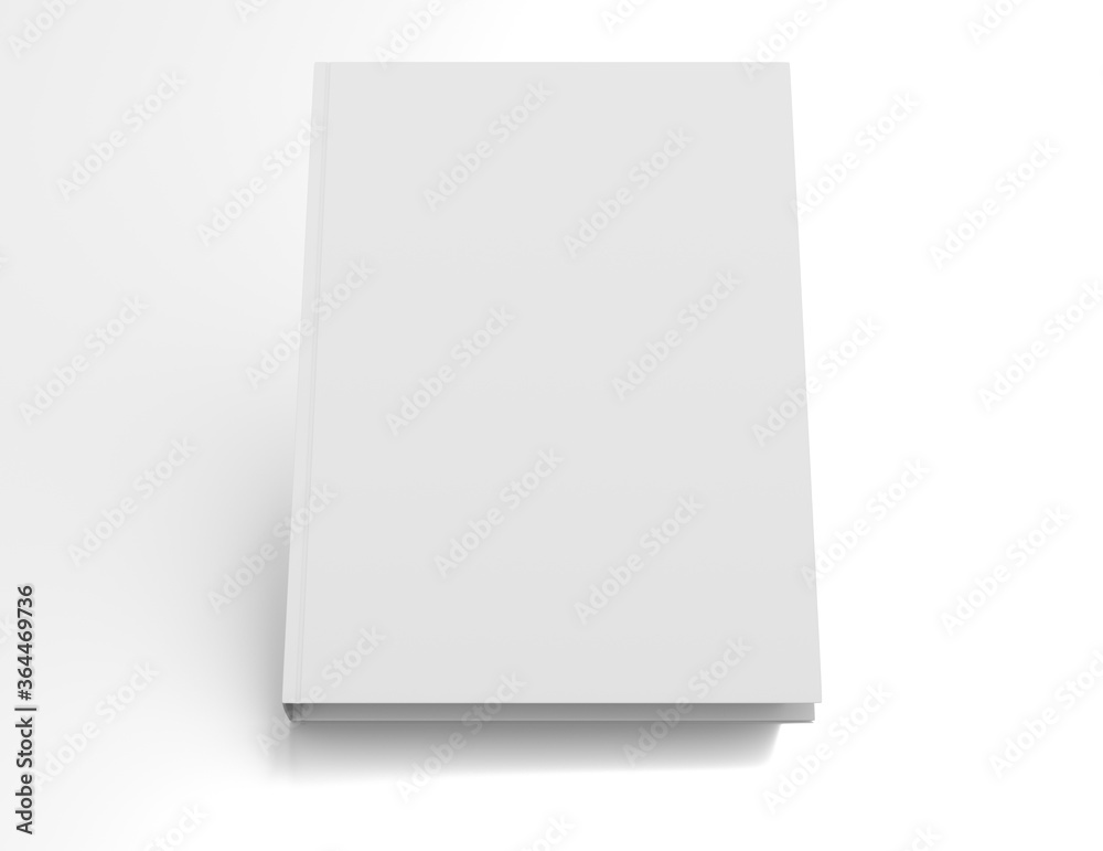 Hard-cover book on white background. Template of a white blank book. 3D rendering. Hard-cover book on white background. Template of a white blank book. 3D rendering.